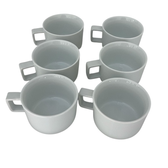 CB2 Coffee Cups Mugs White Minimalist Design set of 6 - Picture 1 of 9